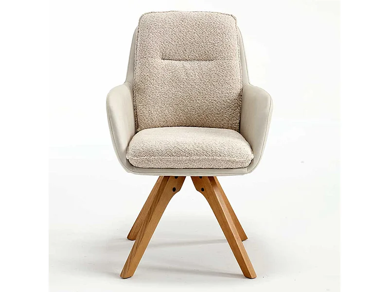 Moderne Esstisch Stühle in Cremeweiss Eichefarben (2er Set)