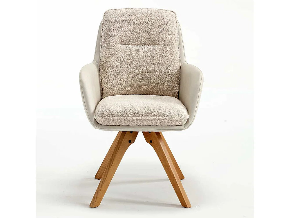 Moderne Esstisch Stühle in Cremeweiss Eichefarben (2er Set)