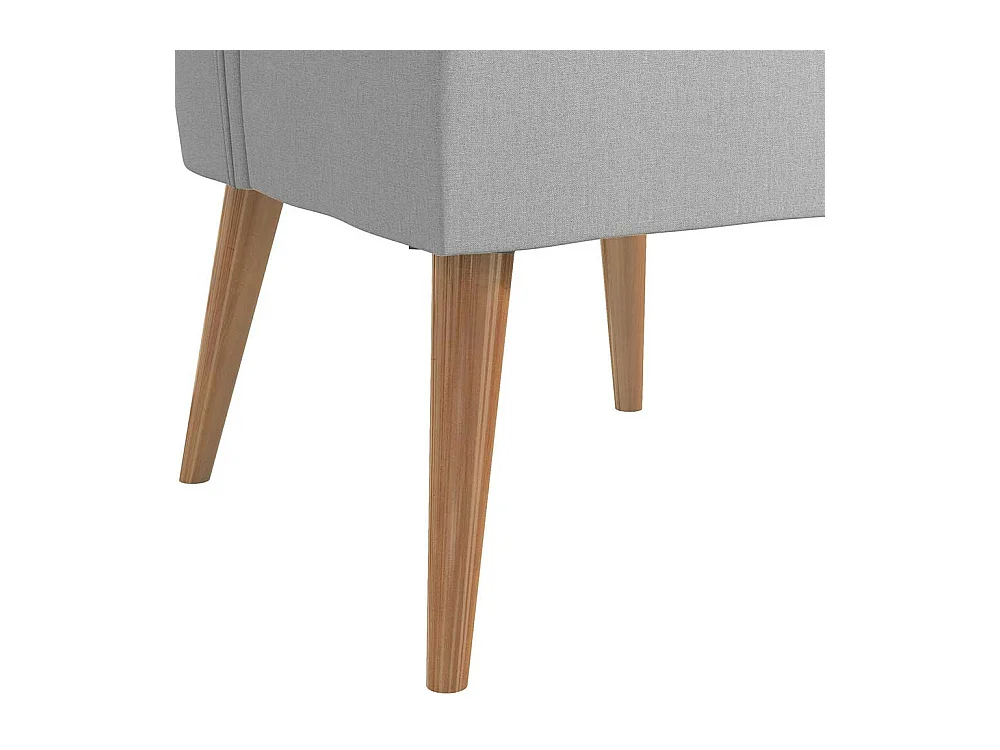 Hellgrauer Einzelsessel im Retrostil Vierfußgestell aus Holz