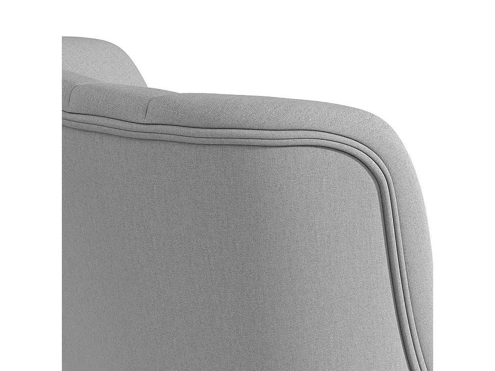 Hellgrauer Einzelsessel im Retrostil Vierfußgestell aus Holz