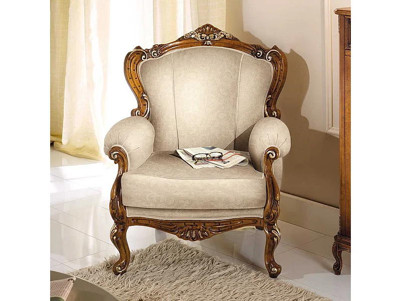 Einzelsessel aus Buche Massivholz und Webstoff italienischen Design