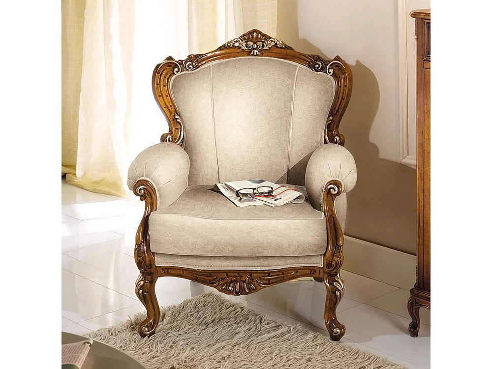 Einzelsessel aus Buche Massivholz und Webstoff italienischen Design