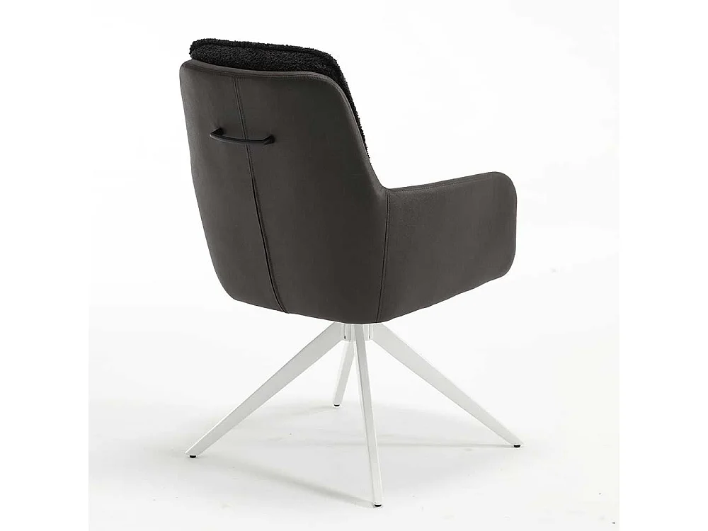 Stuhl Set mit Armlehnen in Anthrazit & Weiß 59 cm breit (2er Set)