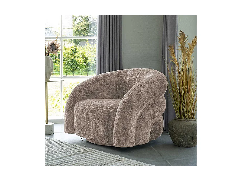 Wohnzimmersessel Designsessel in Beigegrau aus Strukturstoff