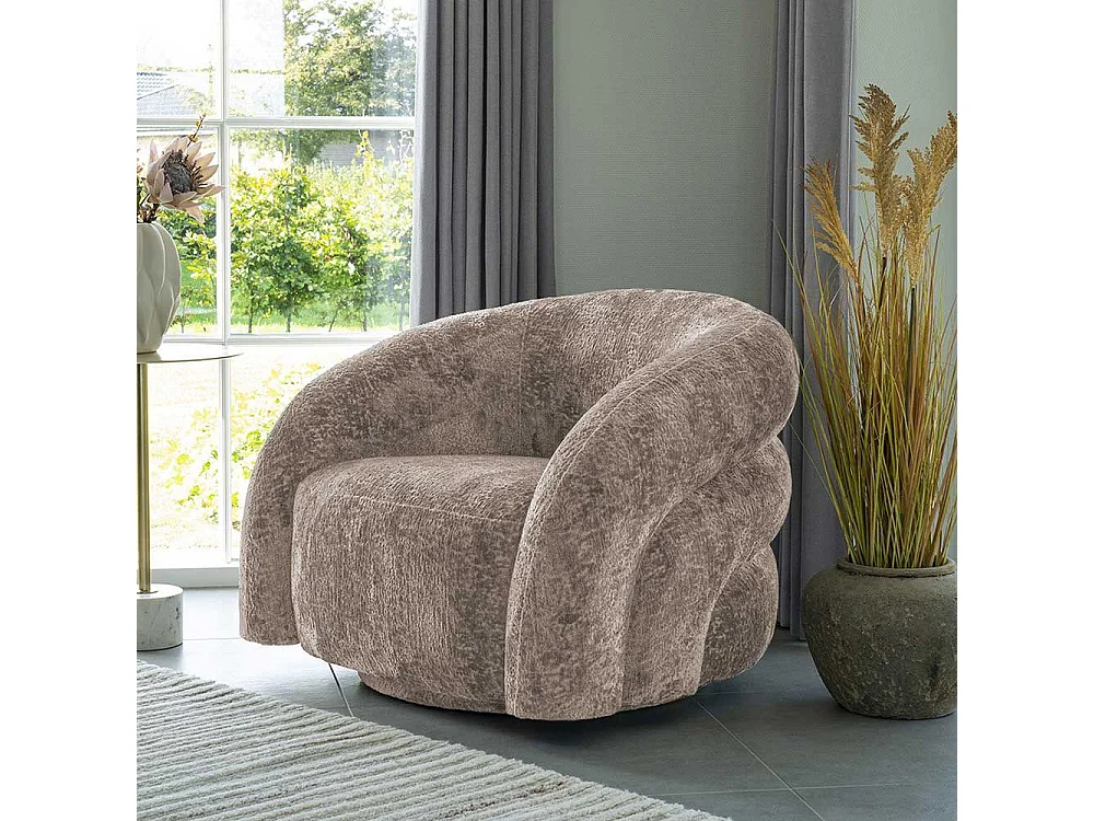 Wohnzimmersessel Designsessel in Beigegrau aus Strukturstoff