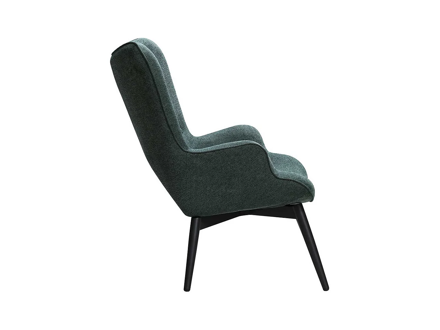 Ohren Armlehnsessel in Dunkelgrün Webstoff Skandi Design