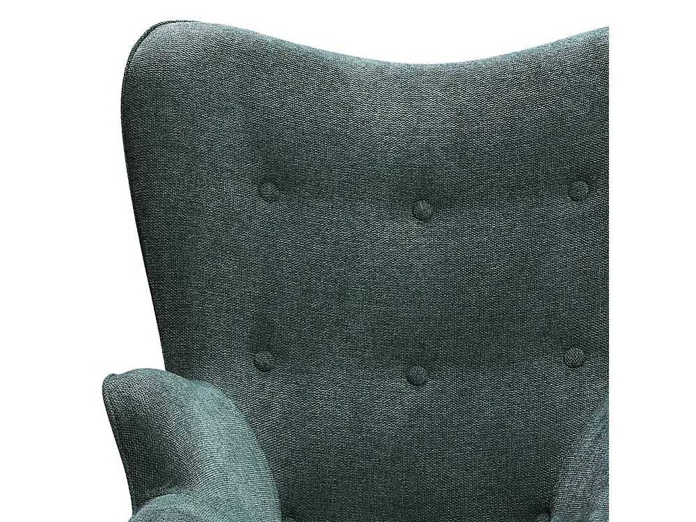Ohren Armlehnsessel in Dunkelgrün Webstoff Skandi Design