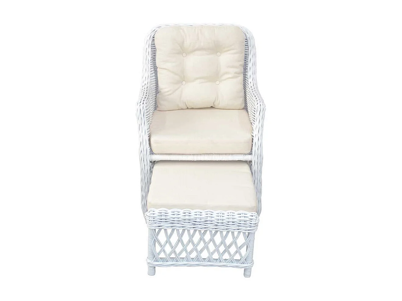 Fernsehsessel in Weiß Rattan integriertem Fußteil
