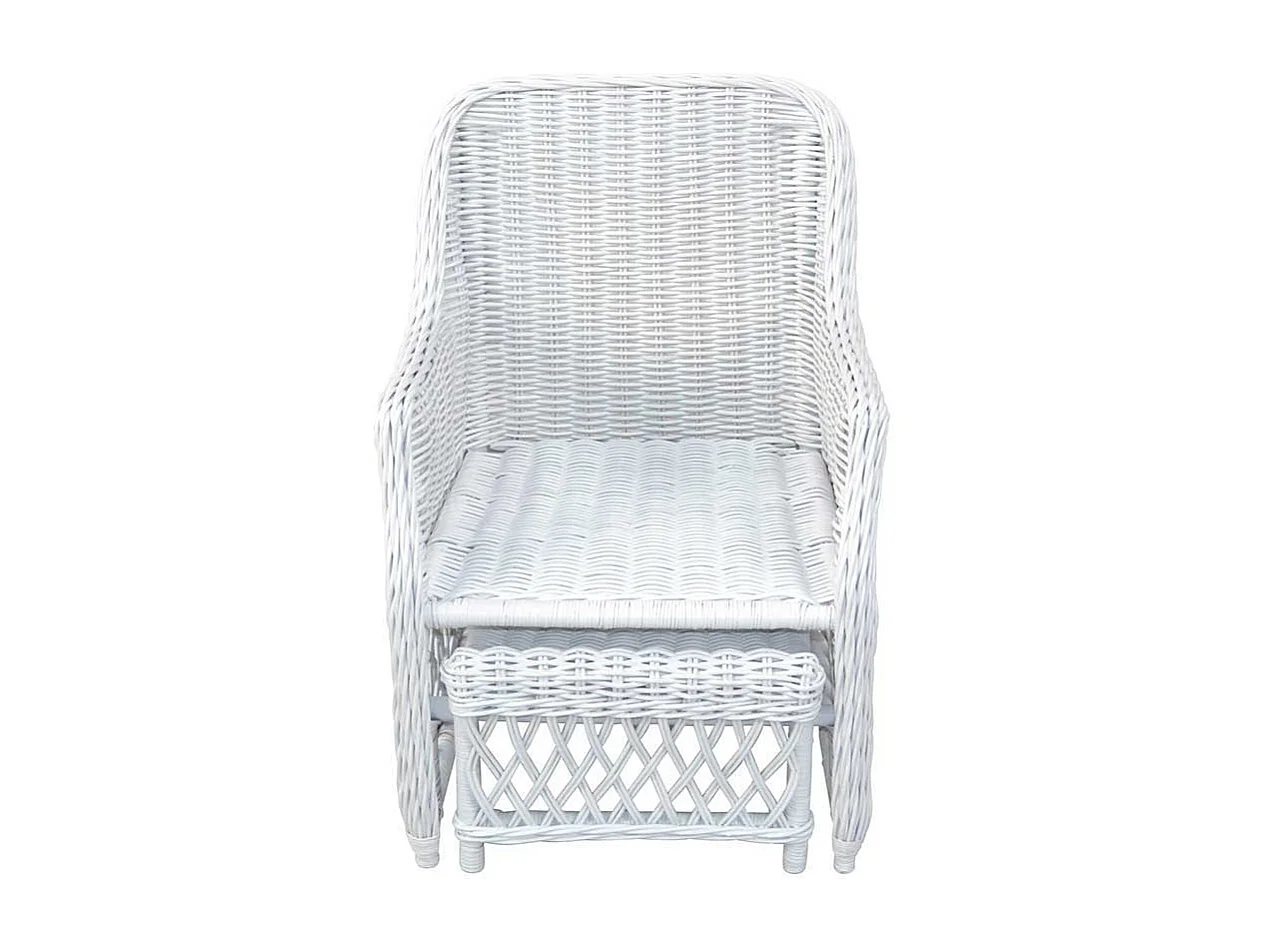 Fernsehsessel in Weiß Rattan integriertem Fußteil