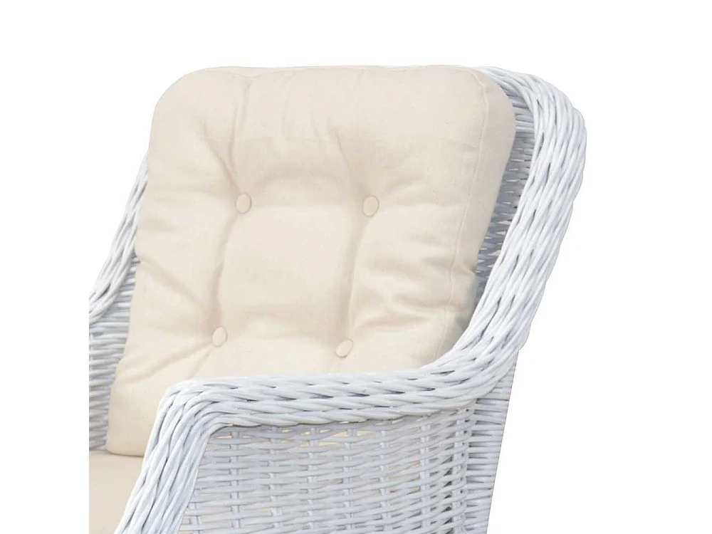 Fernsehsessel in Weiß Rattan integriertem Fußteil