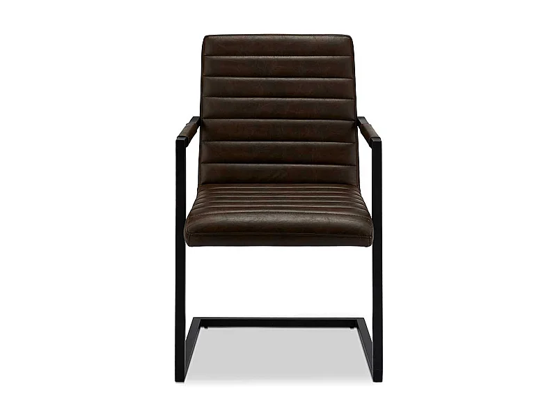 Armlehnen Freischwinger in Dunkelbraun Kunstleder Metallgestell (2er Set)