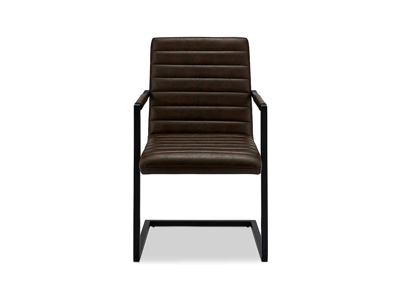 Armlehnen Freischwinger in Dunkelbraun Kunstleder Metallgestell (2er Set)