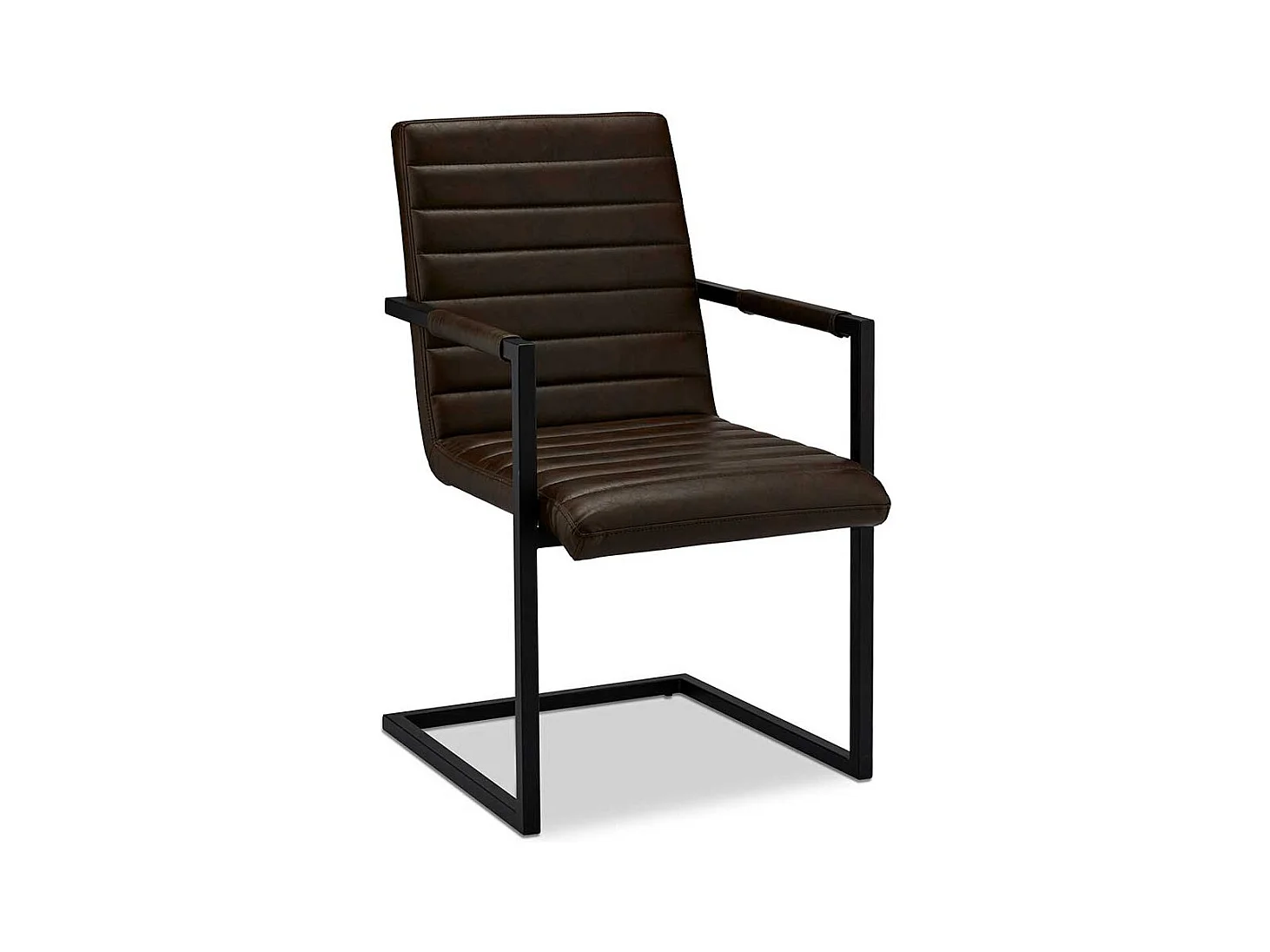 Armlehnen Freischwinger in Dunkelbraun Kunstleder Metallgestell (2er Set)