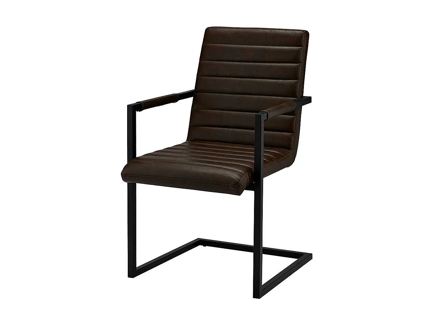 Armlehnen Freischwinger in Dunkelbraun Kunstleder Metallgestell (2er Set)