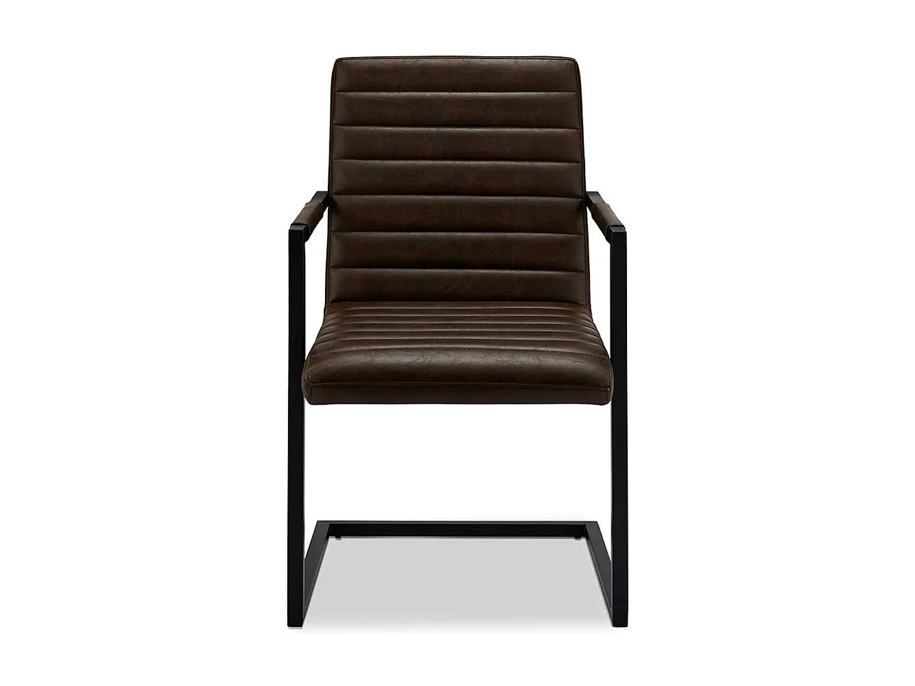 Armlehnen Freischwinger in Dunkelbraun Kunstleder Metallgestell (2er Set)