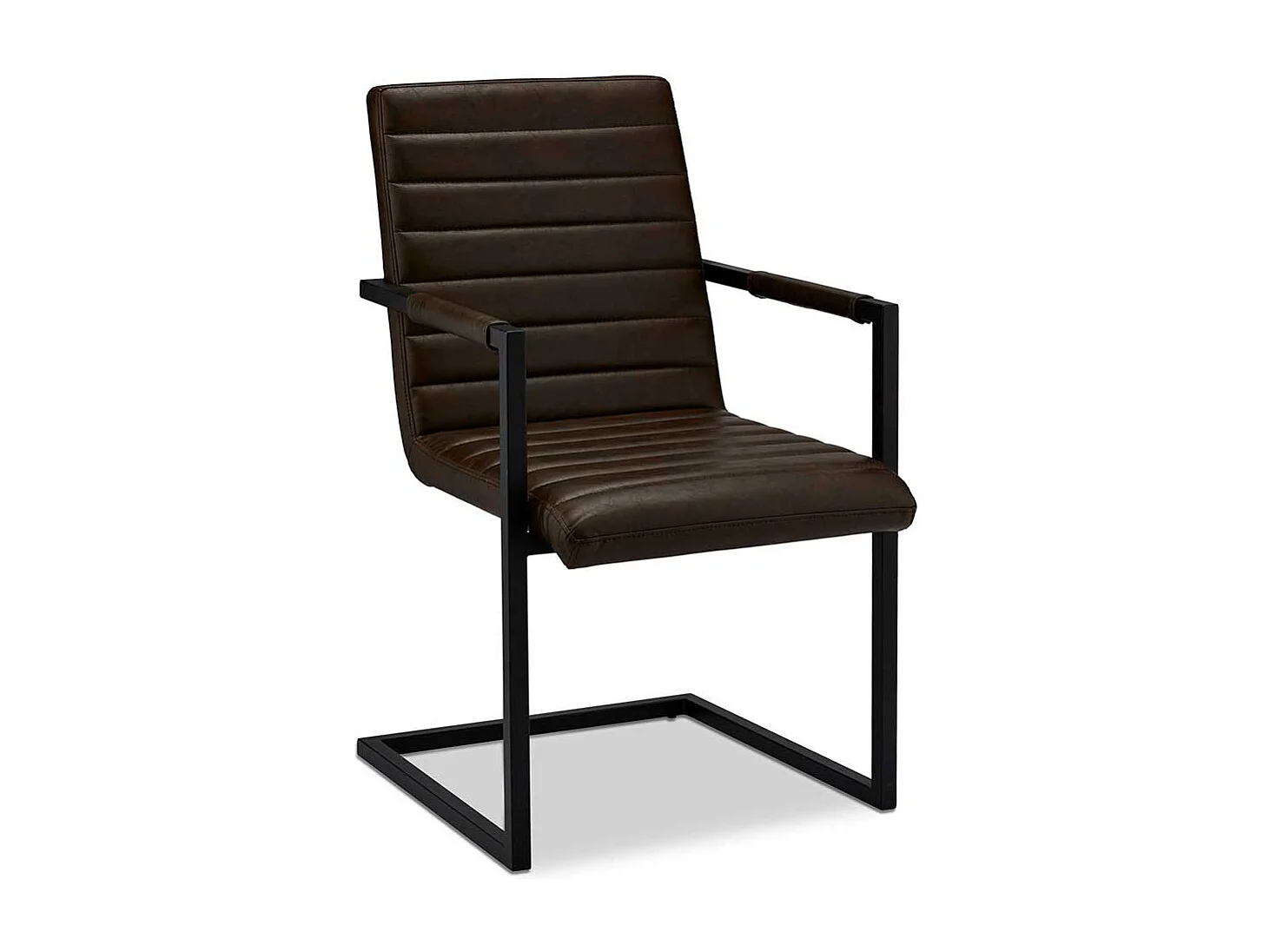 Armlehnen Freischwinger in Dunkelbraun Kunstleder Metallgestell (2er Set)