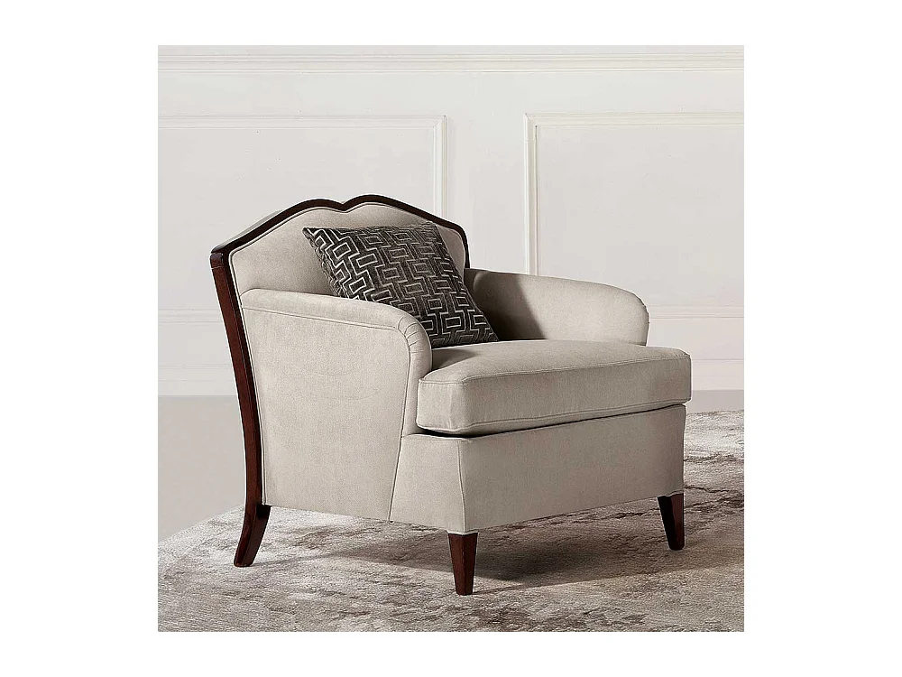 Klassischer Wohnzimmersessel in Beige und Dunkelbraun 95 cm breit
