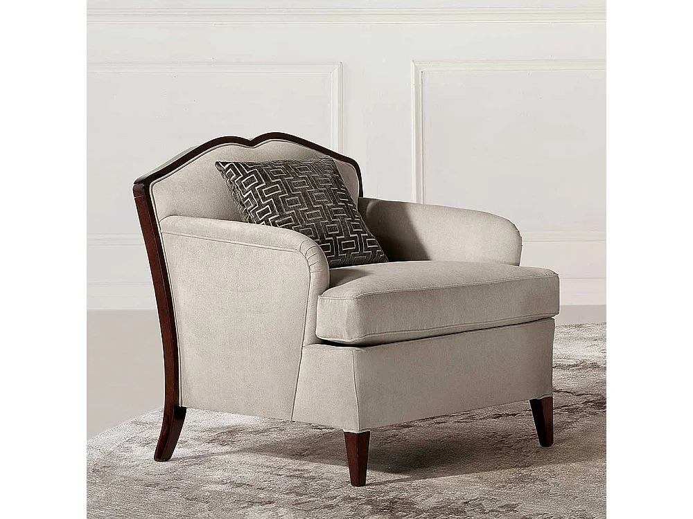 Klassischer Wohnzimmersessel in Beige und Dunkelbraun 95 cm breit