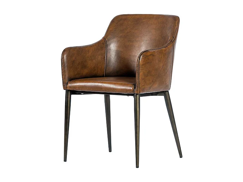 Esstischsessel in Braun Kunstleder Retrostil (2er Set)