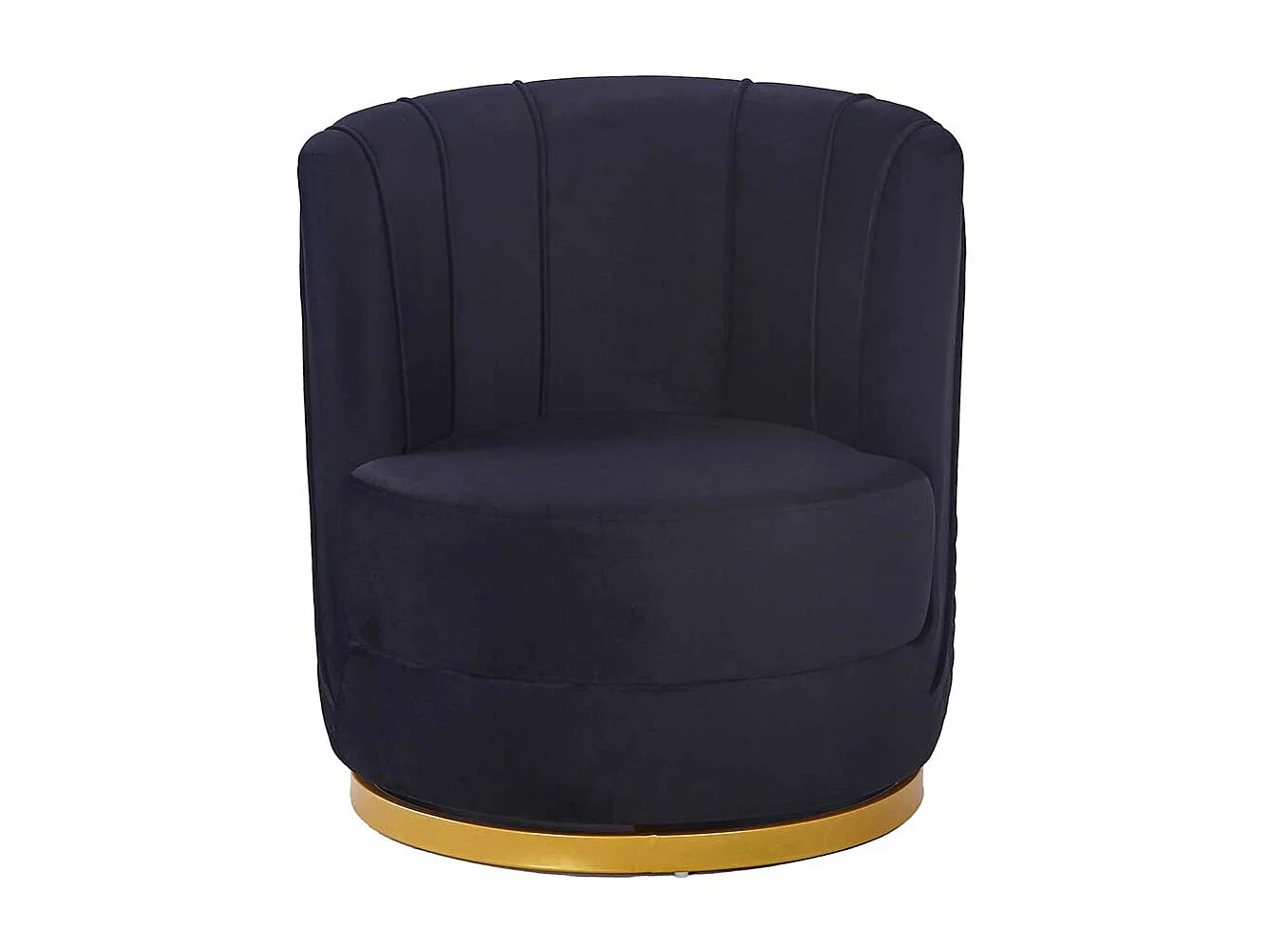 Lounge Sessel drehbar Samt in Schwarz und Goldfarben Retrostil