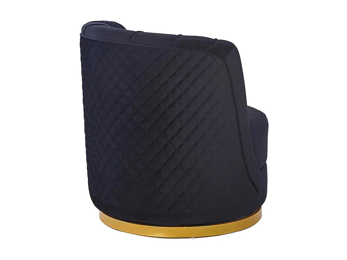 Lounge Sessel drehbar Samt in Schwarz und Goldfarben Retrostil