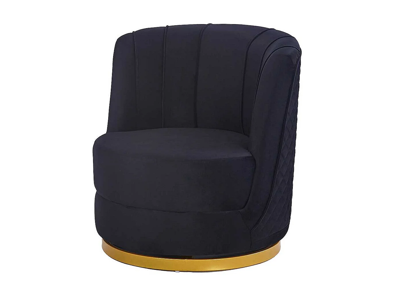 Lounge Sessel drehbar Samt in Schwarz und Goldfarben Retrostil