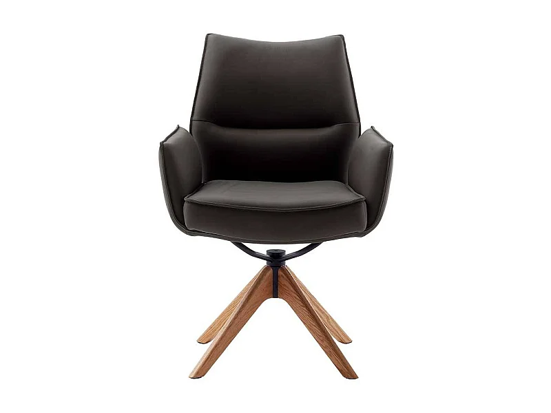 Armlehnstuhl Esszimmerstuhl aus Echtleder mit vier Füßen (2er Set)