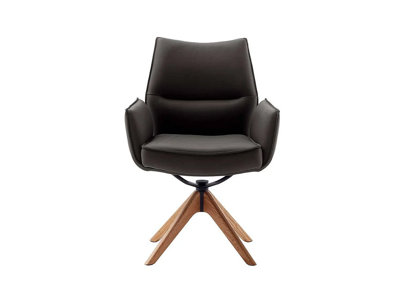 Armlehnstuhl Esszimmerstuhl aus Echtleder mit vier Füßen (2er Set)