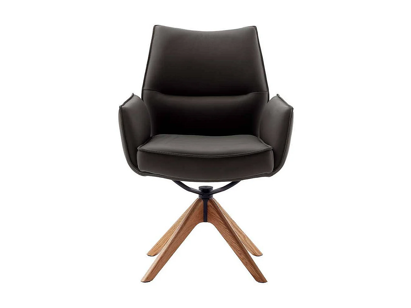 Armlehnstuhl Esszimmerstuhl aus Echtleder mit vier Füßen (2er Set)