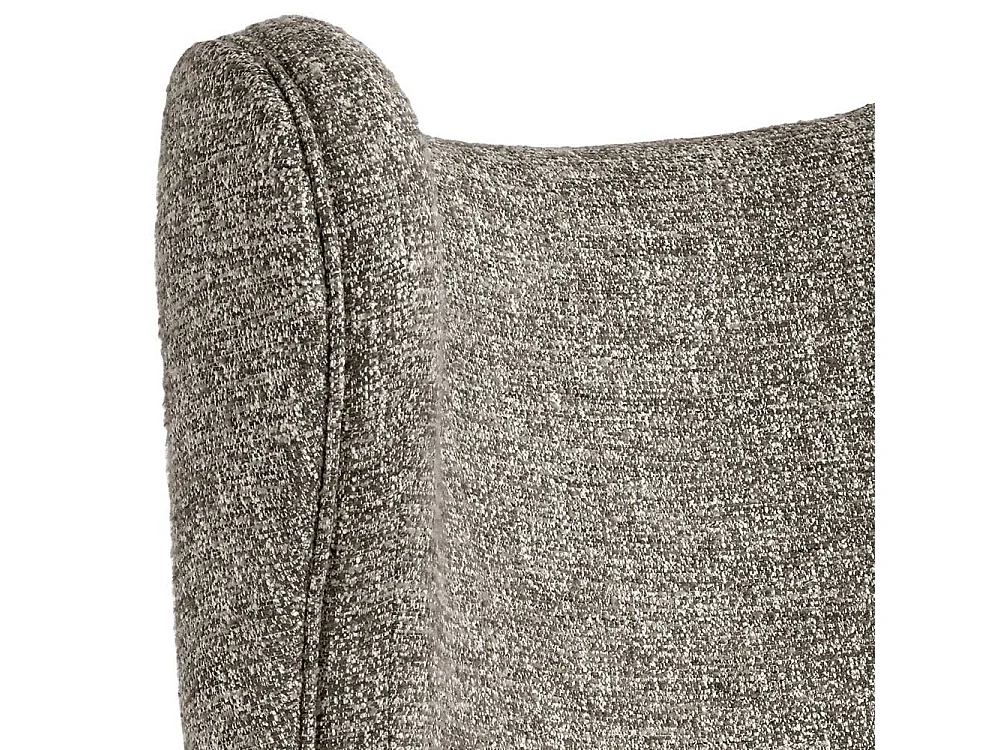 Kaminsessel Beige Grau aus Boucle Stoff Vierfußgestell aus Holz