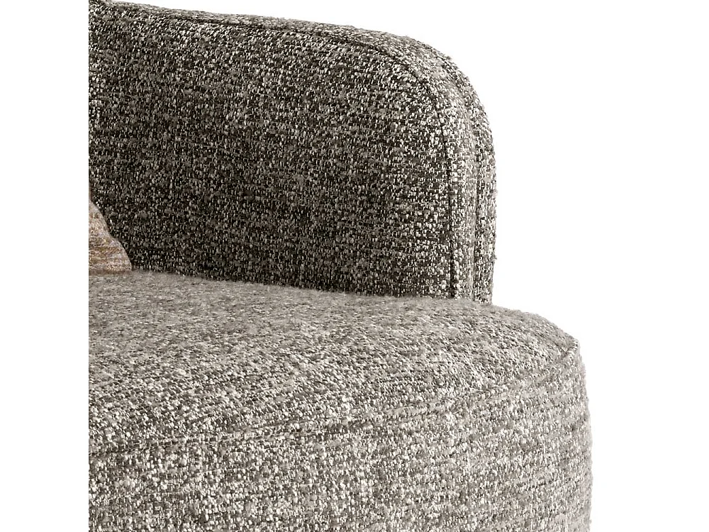 Kaminsessel Beige Grau aus Boucle Stoff Vierfußgestell aus Holz