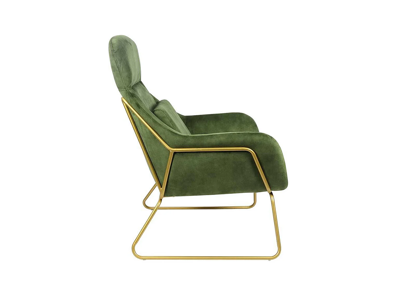 Lounge Einzelsessel aus Samtvelours Grün Metall Bügelgestell
