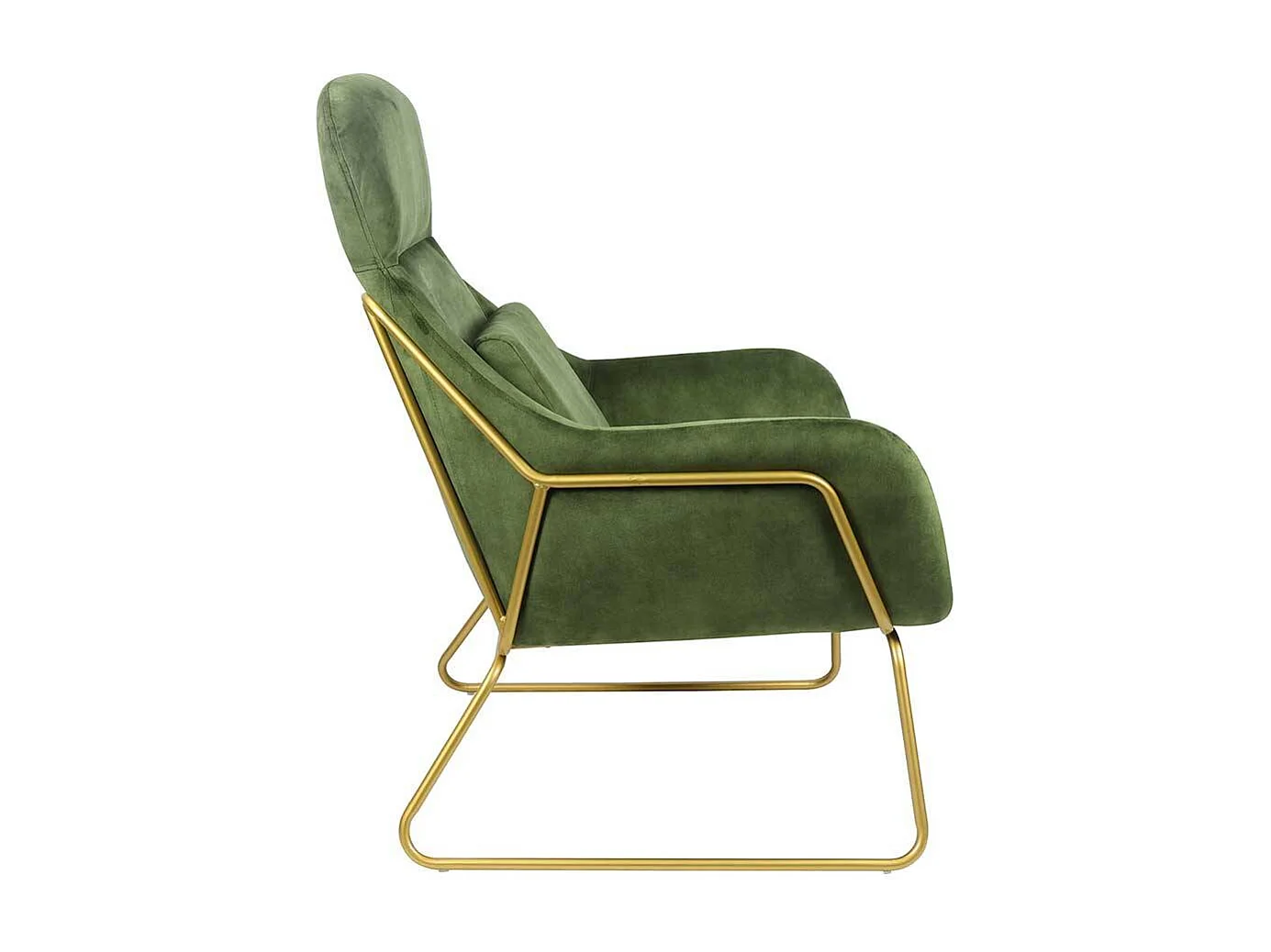 Lounge Einzelsessel aus Samtvelours Grün Metall Bügelgestell