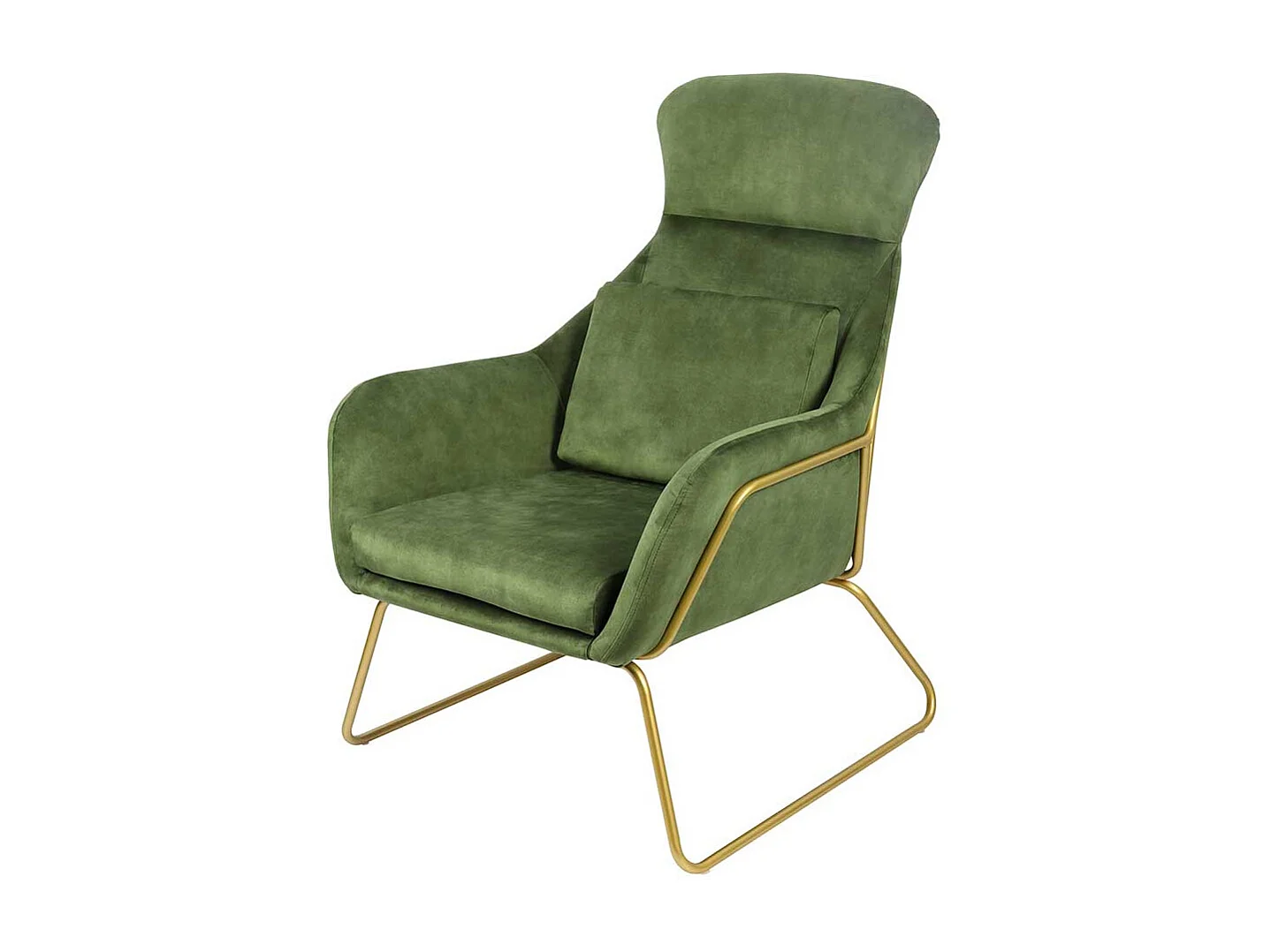 Lounge Einzelsessel aus Samtvelours Grün Metall Bügelgestell