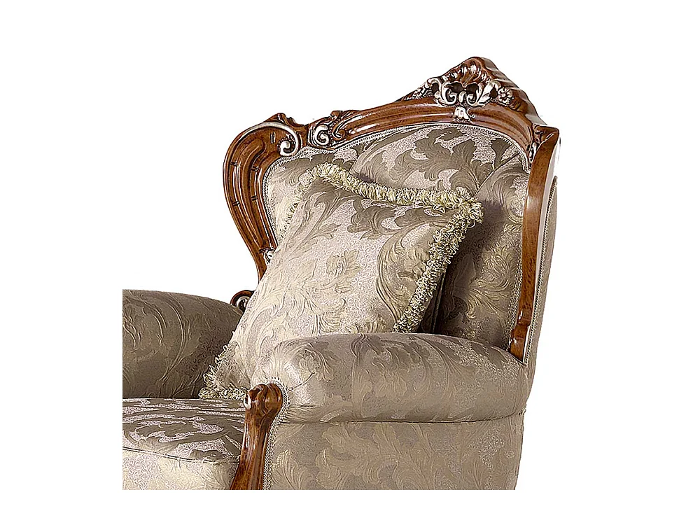 Barockstil Einzelsessel in Beige und Buche braun Vierfußgestell aus Holz