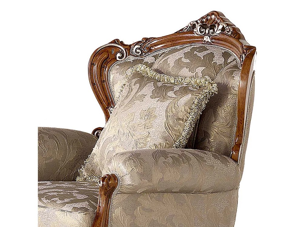 Barockstil Einzelsessel in Beige und Buche braun Vierfußgestell aus Holz