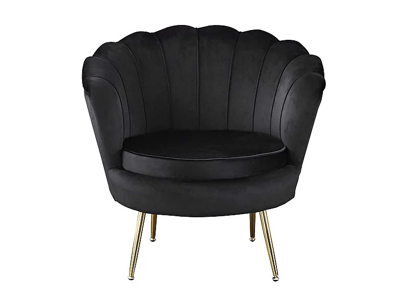 Einzelsessel in Schwarz Samt muschelförmig