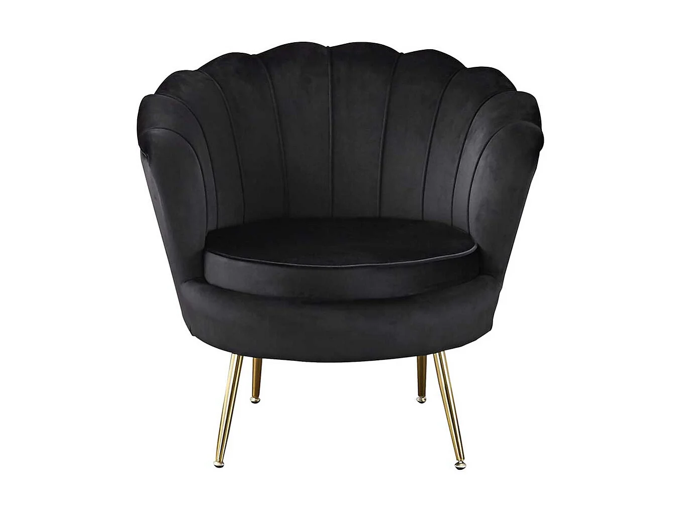 Einzelsessel in Schwarz Samt muschelförmig