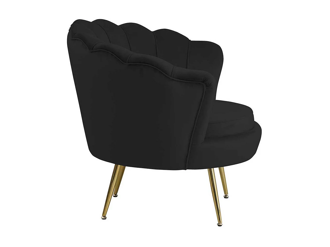 Einzelsessel in Schwarz Samt muschelförmig