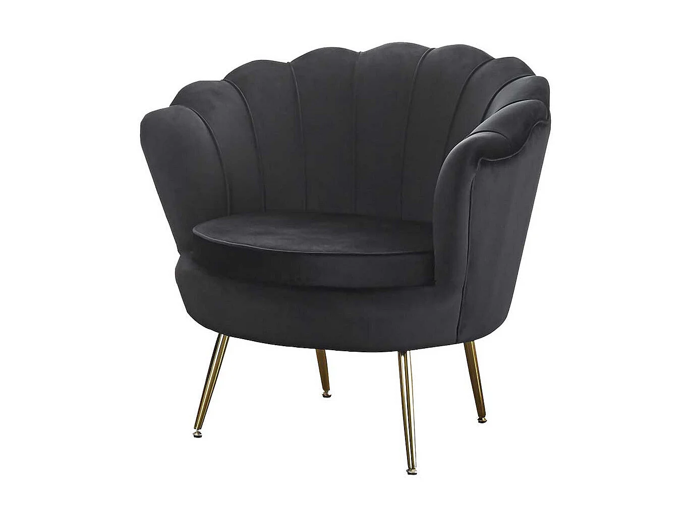Einzelsessel in Schwarz Samt muschelförmig
