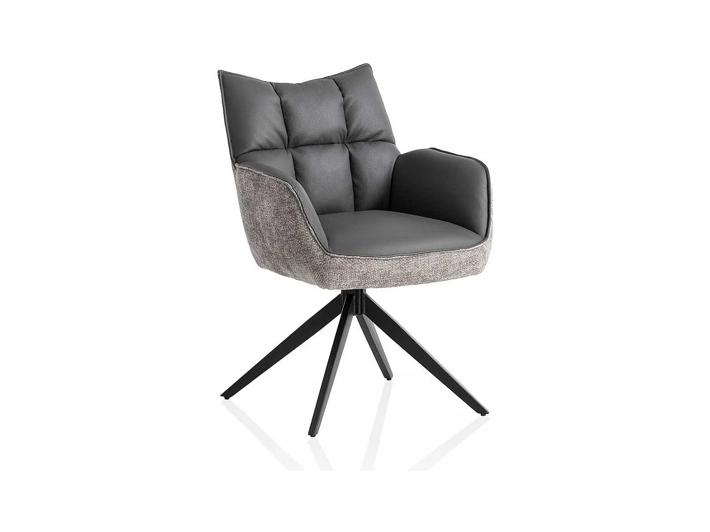 Esszimmerarmlehnstuhl Stuhl aus Echtleder und Boucle Stoff (2er Set)