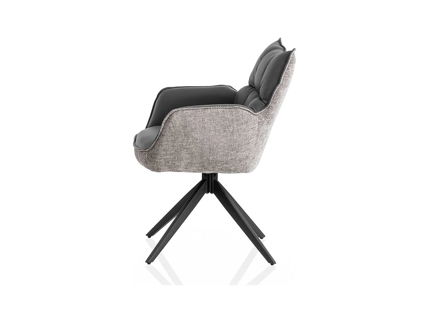 Esszimmerarmlehnstuhl Stuhl aus Echtleder und Boucle Stoff (2er Set)