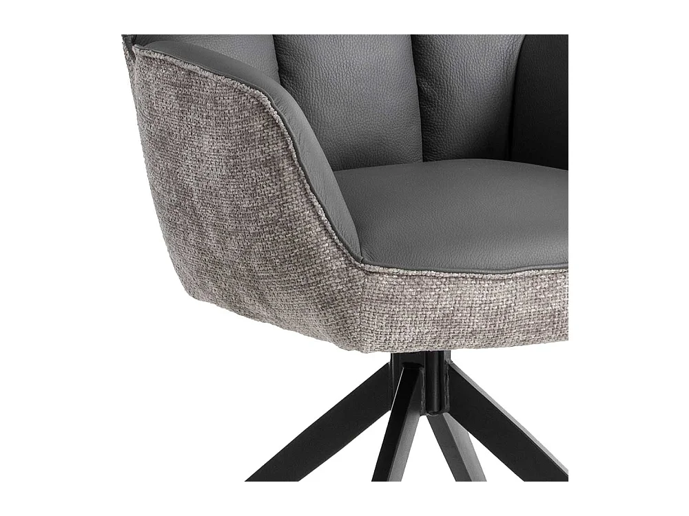 Esszimmerarmlehnstuhl Stuhl aus Echtleder und Boucle Stoff (2er Set)