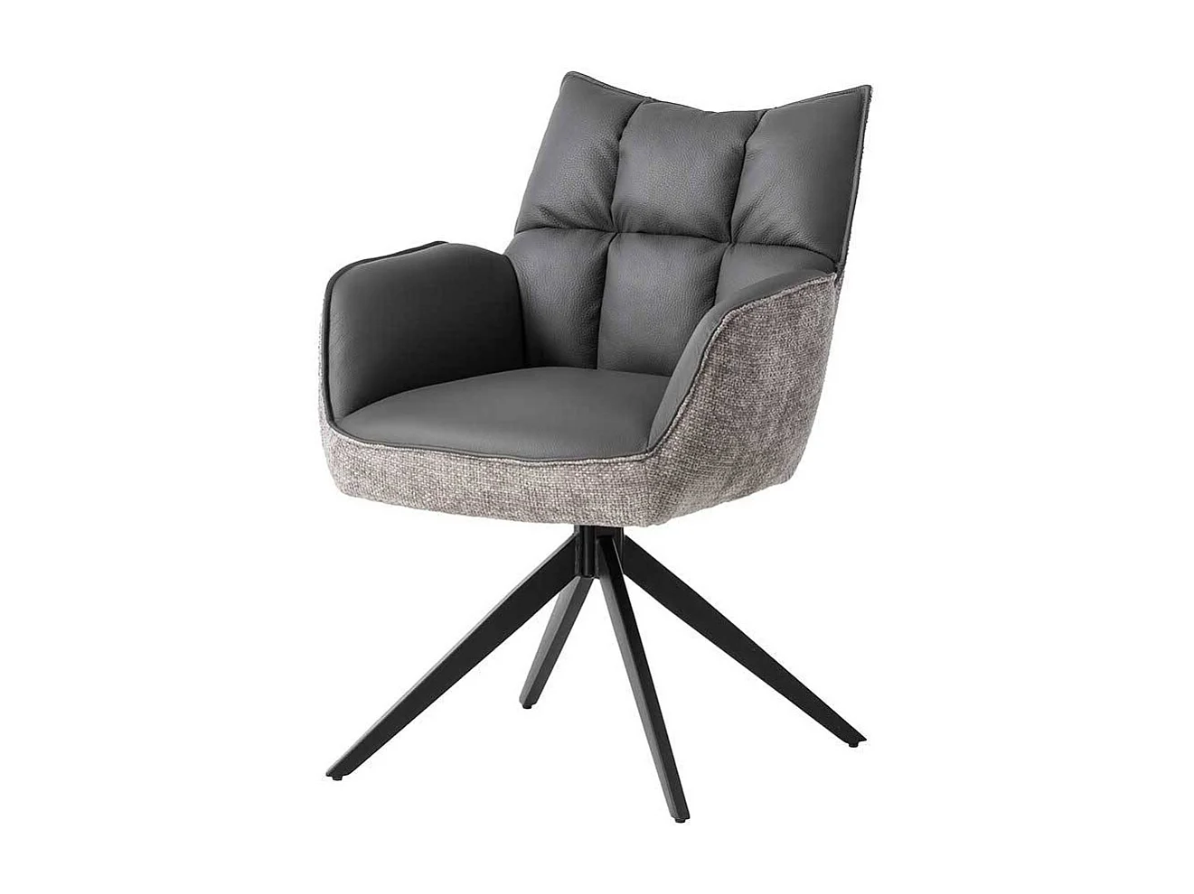 Esszimmerarmlehnstuhl Stuhl aus Echtleder und Boucle Stoff (2er Set)