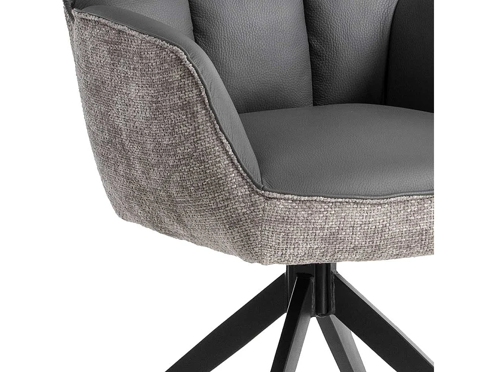 Esszimmerarmlehnstuhl Stuhl aus Echtleder und Boucle Stoff (2er Set)