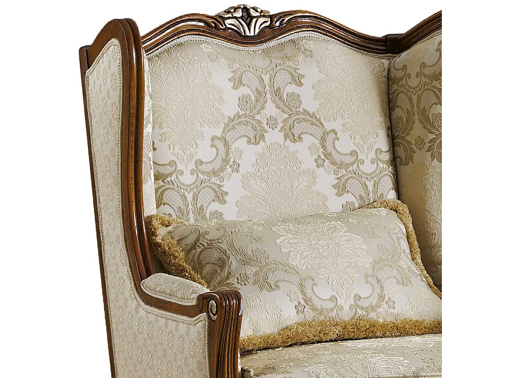 Stilmöbel Kaminsessel in Cremefarben - Beige Vierfußgestell aus Holz