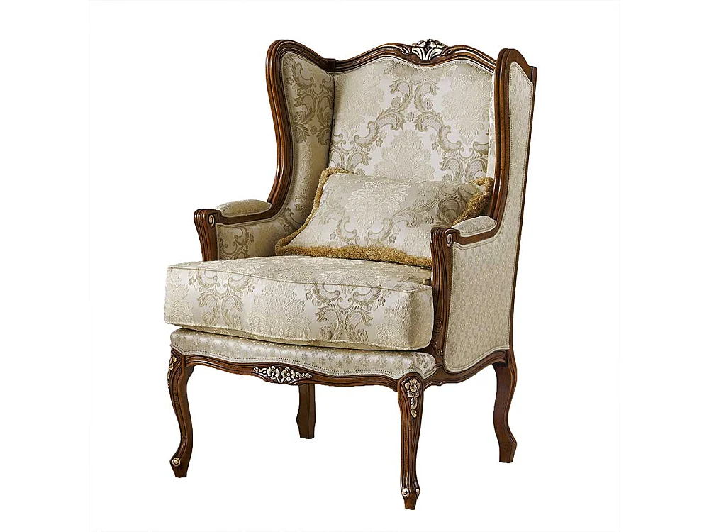 Stilmöbel Kaminsessel in Cremefarben - Beige Vierfußgestell aus Holz