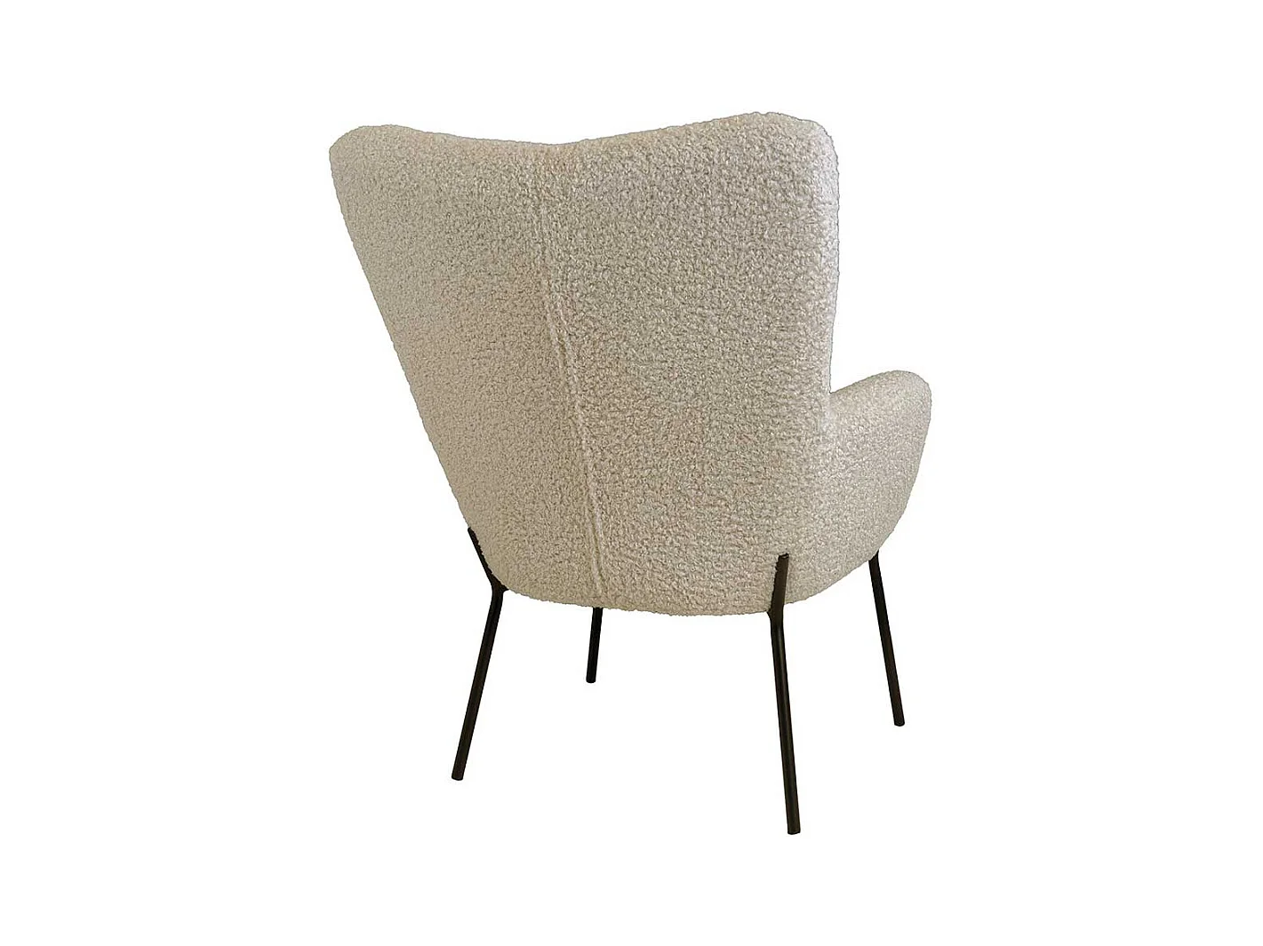 Skandi Kaminsessel in Beige und Schwarz Webplüsch und Metall