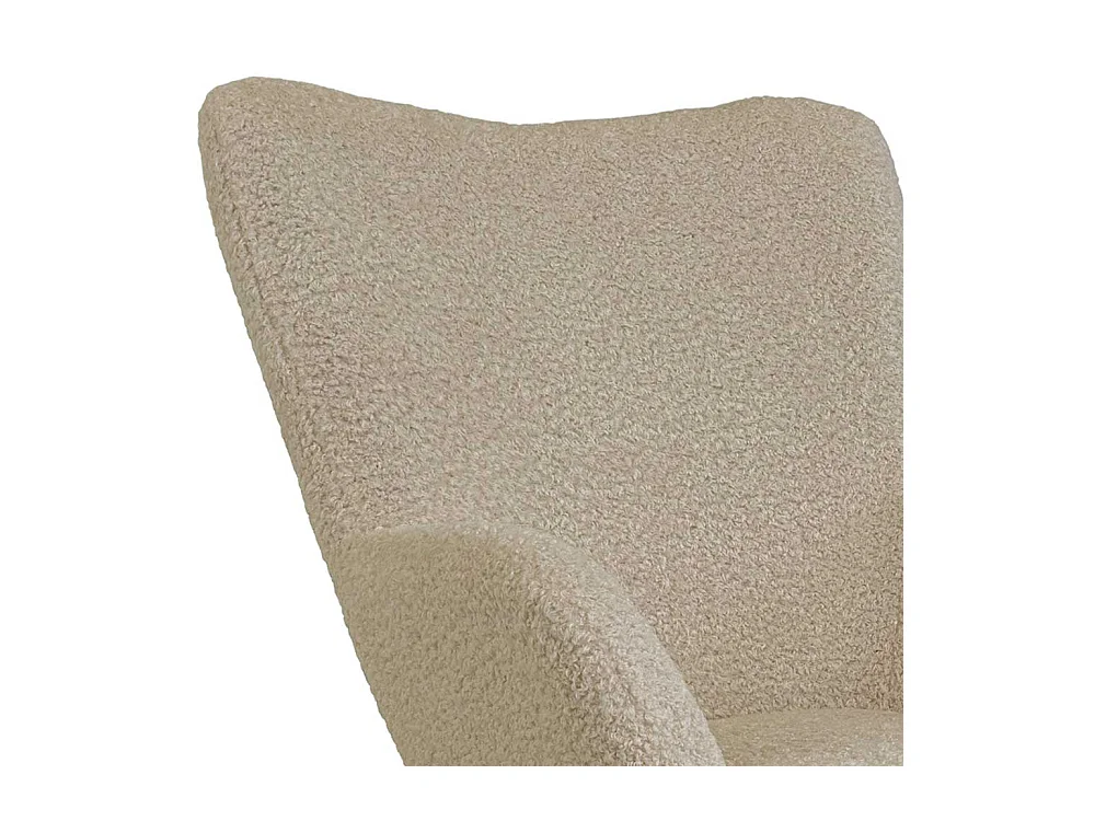 Skandi Kaminsessel in Beige und Schwarz Webplüsch und Metall