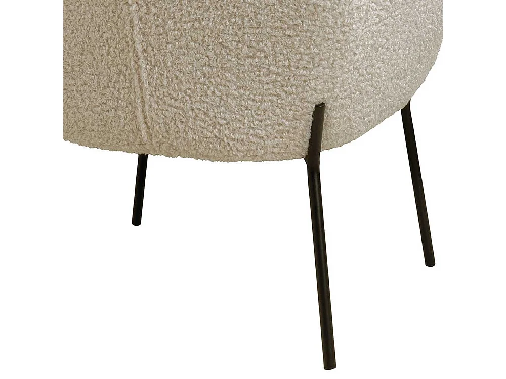 Skandi Kaminsessel in Beige und Schwarz Webplüsch und Metall